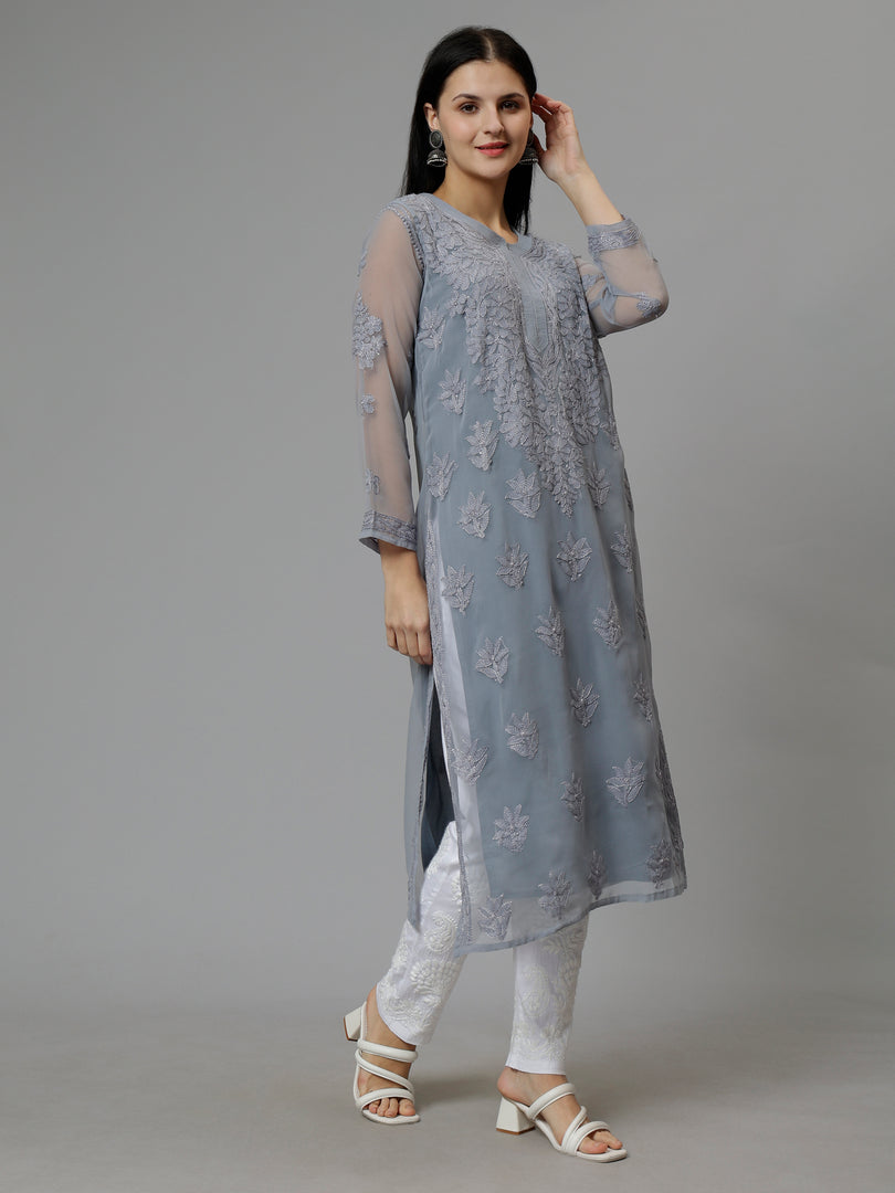 Seva Chikan Hand Embroidered Georgette Lucknowi Chikankari Kurta