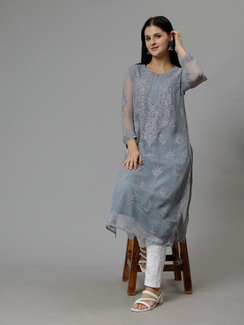 Seva Chikan Hand Embroidered Georgette Lucknowi Chikankari Kurta