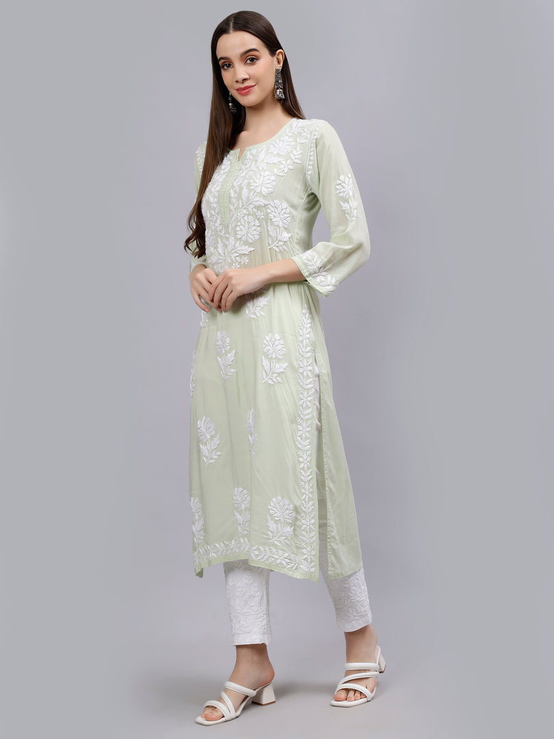 Seva Chikan Hand Embroidered Modal Cotton Lucknowi Chikankari Kurta