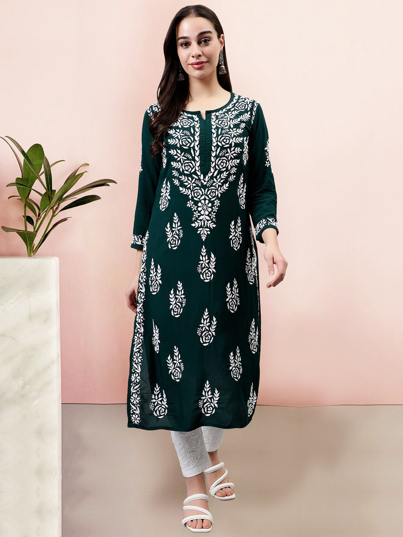 Seva Chikan Hand Embroidered Modal Cotton Lucknowi Chikankari Kurta