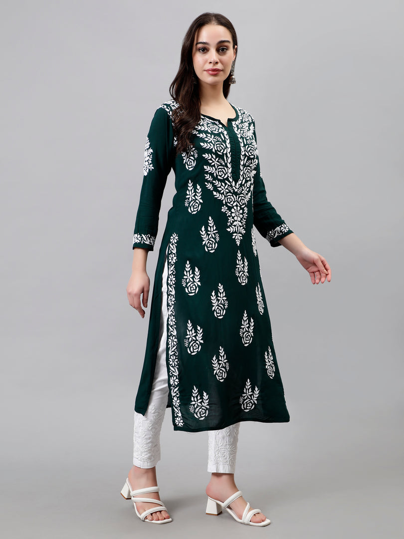 Seva Chikan Hand Embroidered Modal Cotton Lucknowi Chikankari Kurta