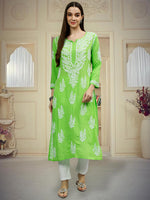 Load image into Gallery viewer, Seva Chikan Hand Embroidered Modal Cotton Lucknowi Chikankari Kurta
