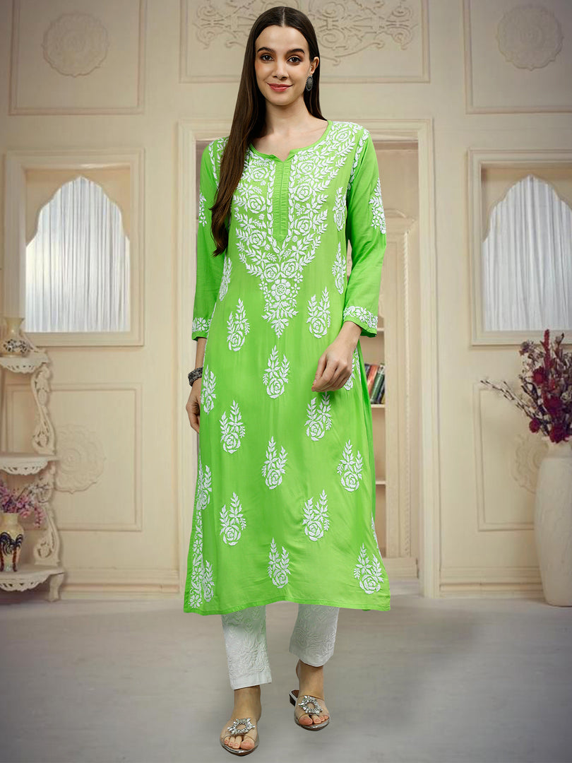 Seva Chikan Hand Embroidered Modal Cotton Lucknowi Chikankari Kurta