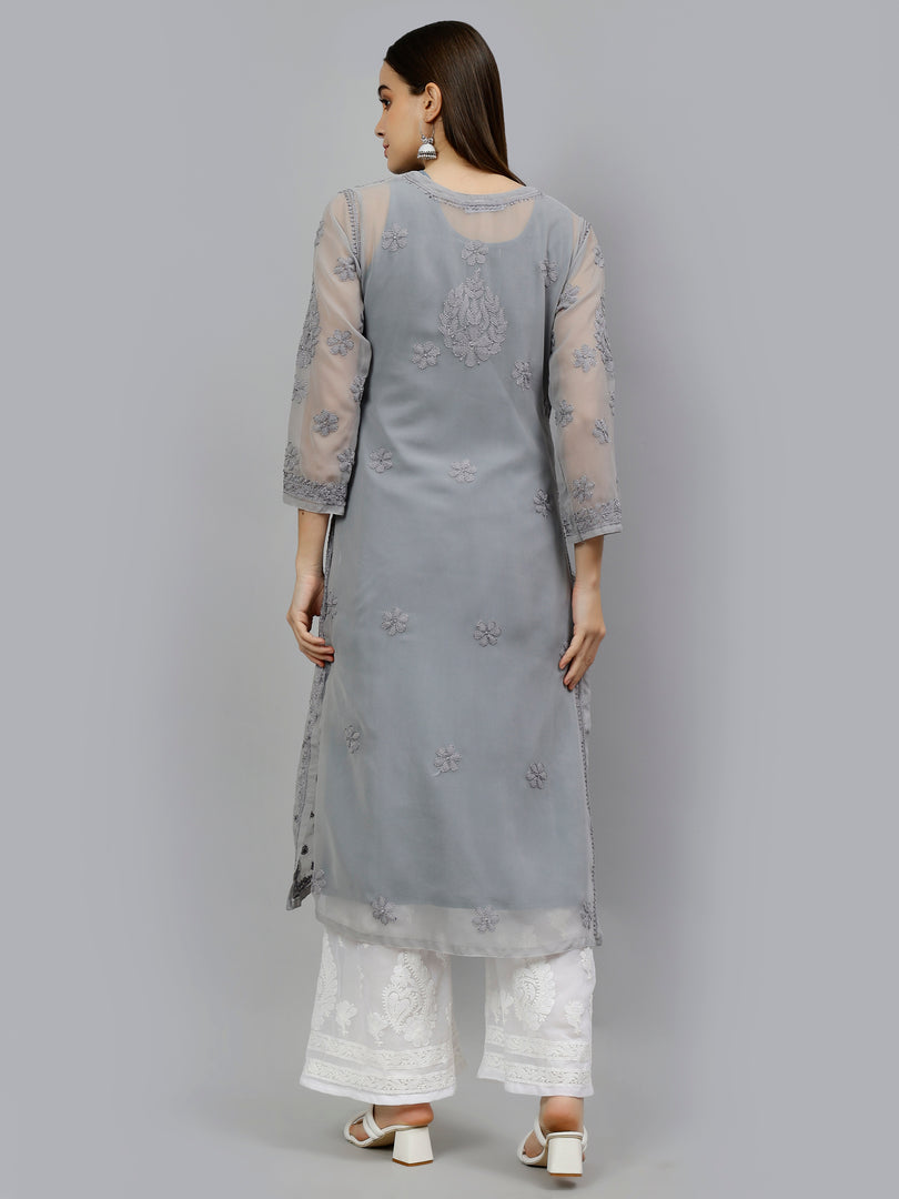 Seva Chikan Hand Embroidered Georgette Lucknowi Chikankari Kurta