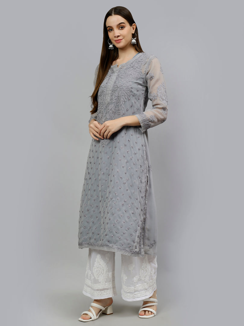 Seva Chikan Hand Embroidered Georgette Lucknowi Chikankari Kurta