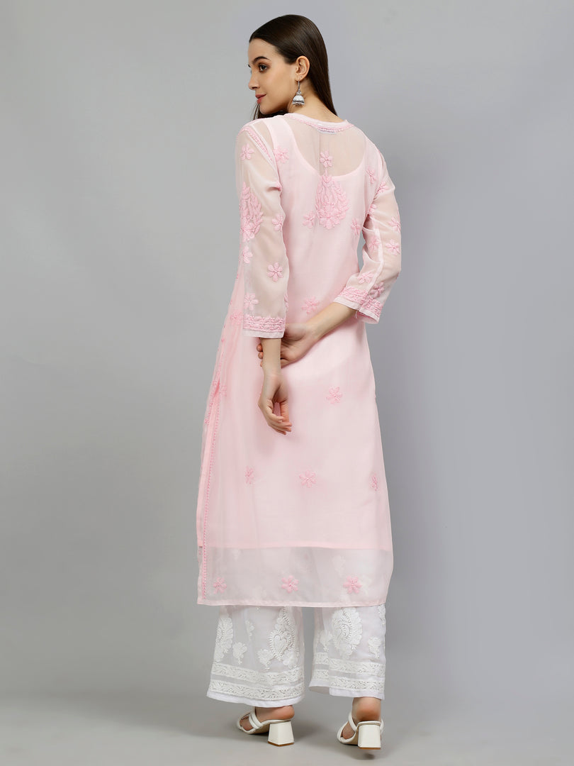 Seva Chikan Hand Embroidered Georgette Lucknowi Chikankari Kurta