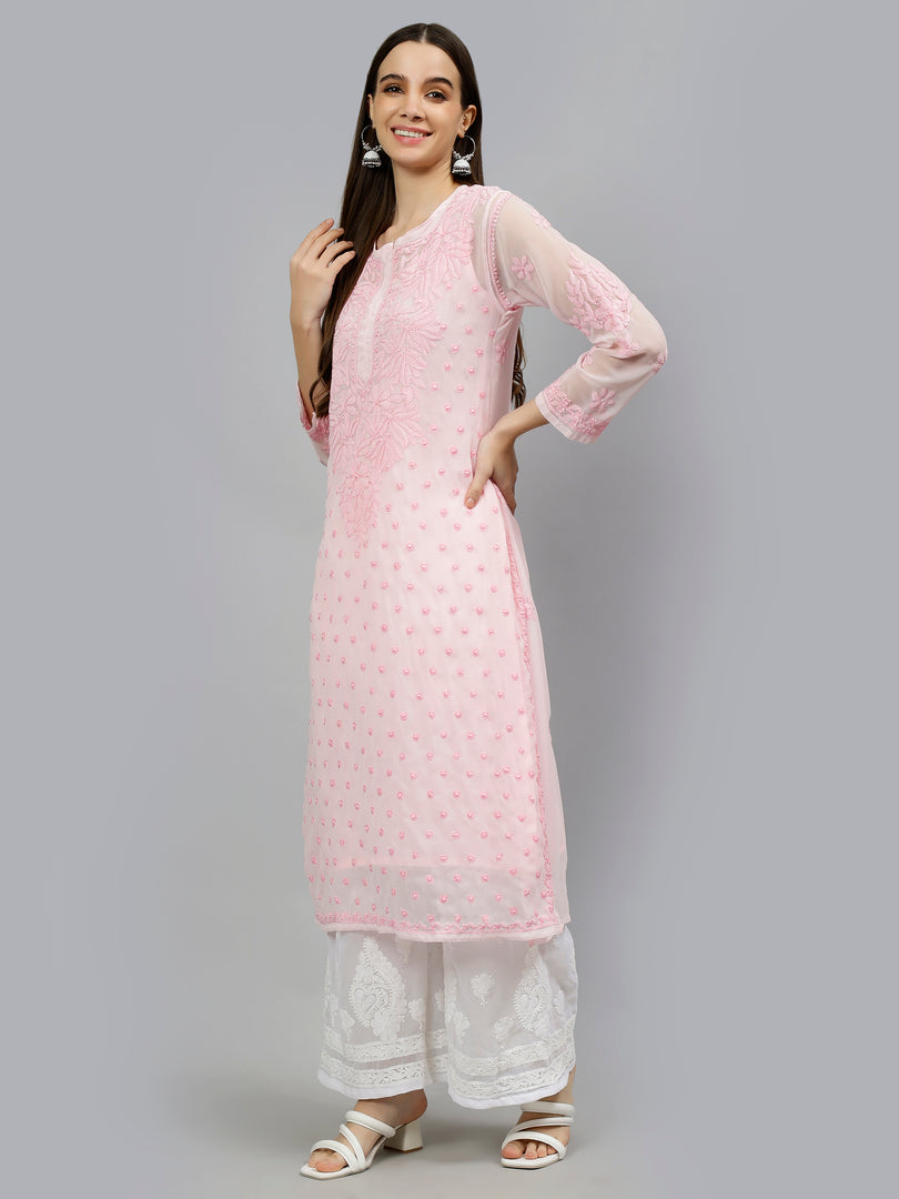 Seva Chikan Hand Embroidered Georgette Lucknowi Chikankari Kurta