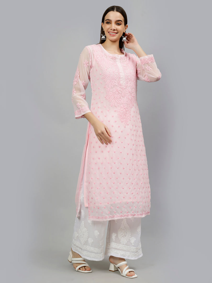 Seva Chikan Hand Embroidered Georgette Lucknowi Chikankari Kurta