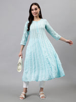 Load image into Gallery viewer, Seva Chikan Hand Embroidered Terivoil Cotton Lucknowi Chikankari Anarkali Kurta
