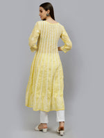 Load image into Gallery viewer, Seva Chikan Hand Embroidered Terivoil Cotton Lucknowi Chikankari Anarkali Kurta
