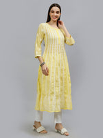 Load image into Gallery viewer, Seva Chikan Hand Embroidered Terivoil Cotton Lucknowi Chikankari Anarkali Kurta
