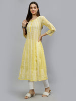 Load image into Gallery viewer, Seva Chikan Hand Embroidered Terivoil Cotton Lucknowi Chikankari Anarkali Kurta
