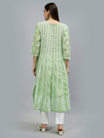 Load image into Gallery viewer, Seva Chikan Hand Embroidered Terivoil Cotton Lucknowi Chikankari Anarkali Kurta
