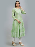 Load image into Gallery viewer, Seva Chikan Hand Embroidered Terivoil Cotton Lucknowi Chikankari Anarkali Kurta
