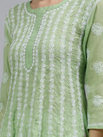 Load image into Gallery viewer, Seva Chikan Hand Embroidered Terivoil Cotton Lucknowi Chikankari Anarkali Kurta
