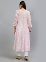 Load image into Gallery viewer, Seva Chikan Hand Embroidered Terivoil Cotton Lucknowi Chikankari Anarkali Kurta
