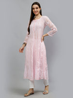 Load image into Gallery viewer, Seva Chikan Hand Embroidered Terivoil Cotton Lucknowi Chikankari Anarkali Kurta
