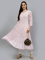 Load image into Gallery viewer, Seva Chikan Hand Embroidered Terivoil Cotton Lucknowi Chikankari Anarkali Kurta
