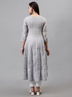 Load image into Gallery viewer, Seva Chikan Hand Embroidered Terivoil Cotton Lucknowi Chikankari Anarkali Kurta
