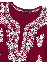 Load image into Gallery viewer, Seva Chikan Hand Embroidered Lucknowi Chikankari Purple Rayon Kurta SCL4508
