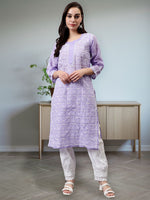 Load image into Gallery viewer, Seva Chikan Hand Embroidered Terivoil Cotton Lucknowi Chikankari Kurta
