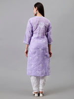 Load image into Gallery viewer, Seva Chikan Hand Embroidered Terivoil Cotton Lucknowi Chikankari Kurta
