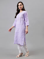 Load image into Gallery viewer, Seva Chikan Hand Embroidered Terivoil Cotton Lucknowi Chikankari Kurta
