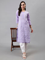 Load image into Gallery viewer, Seva Chikan Hand Embroidered Terivoil Cotton Lucknowi Chikankari Kurta
