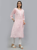 Load image into Gallery viewer, Seva Chikan Hand Embroidered Terivoil Cotton Lucknowi Chikankari Kurta
