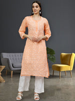 Load image into Gallery viewer, Seva Chikan Hand Embroidered Terivoil Cotton Lucknowi Chikankari Kurta
