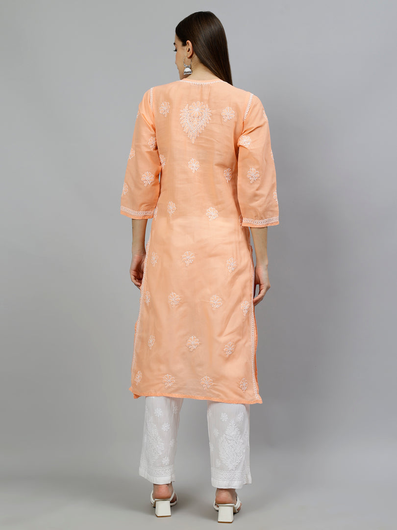 Seva Chikan Hand Embroidered Terivoil Cotton Lucknowi Chikankari Kurta