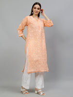 Load image into Gallery viewer, Seva Chikan Hand Embroidered Terivoil Cotton Lucknowi Chikankari Kurta
