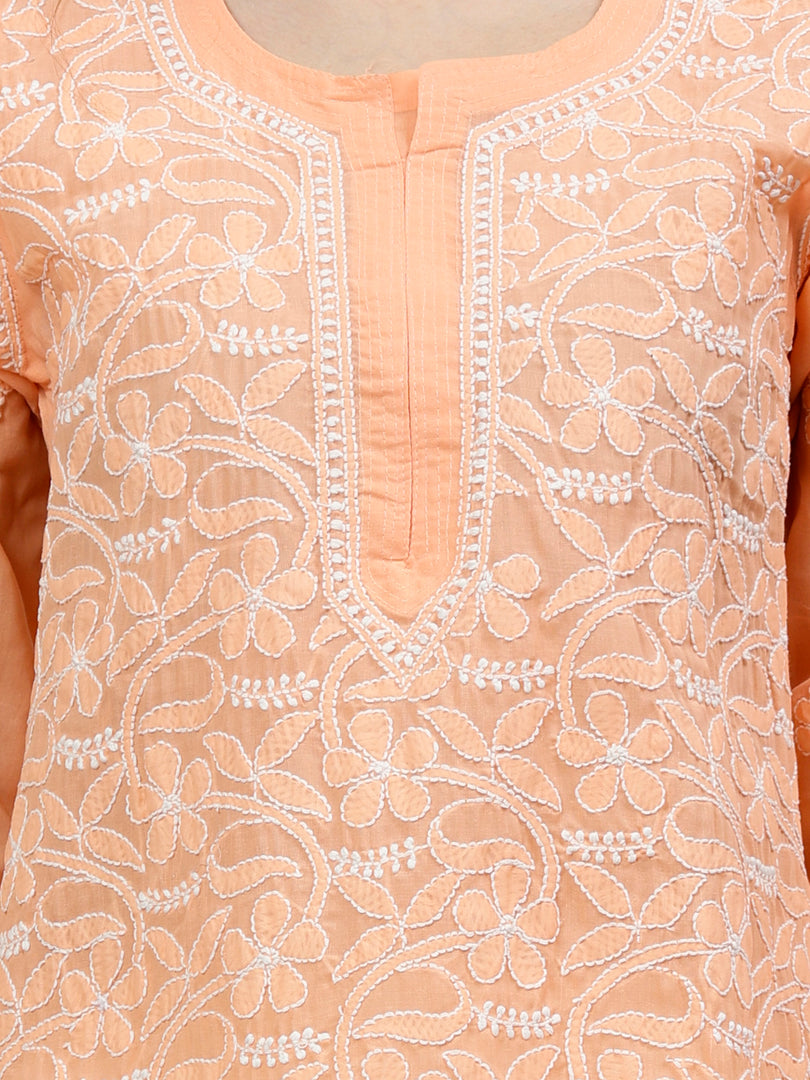 Seva Chikan Hand Embroidered Terivoil Cotton Lucknowi Chikankari Kurta