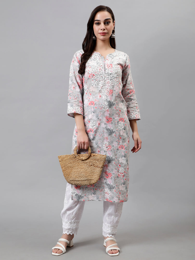 Seva Chikan Hand Embroidered Cotton Lucknowi Chikankari Kurta