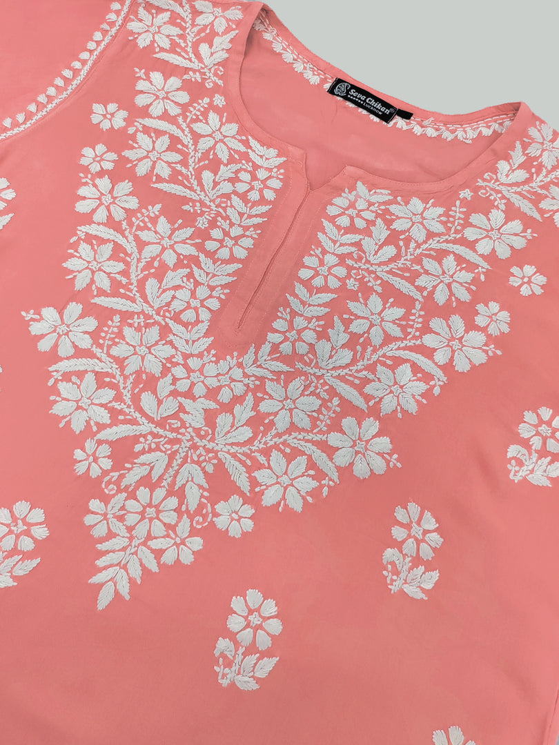 Seva Chikan Hand Embroidered Rayon Lucknowi Chikankari Kurta