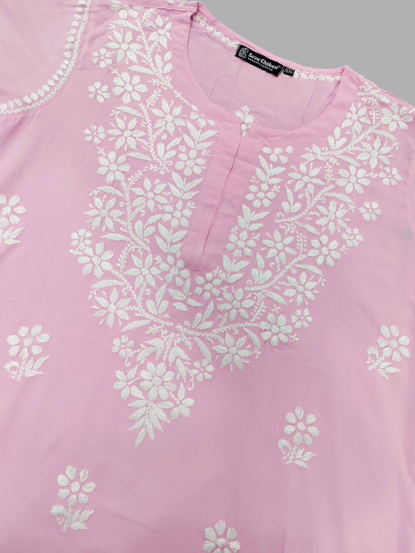 Seva Chikan Hand Embroidered Rayon Lucknowi Chikankari Kurta