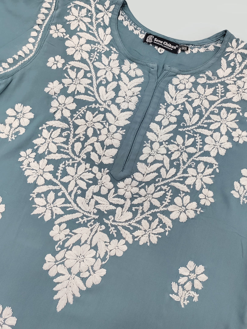 Seva Chikan Hand Embroidered Rayon Lucknowi Chikankari Kurta