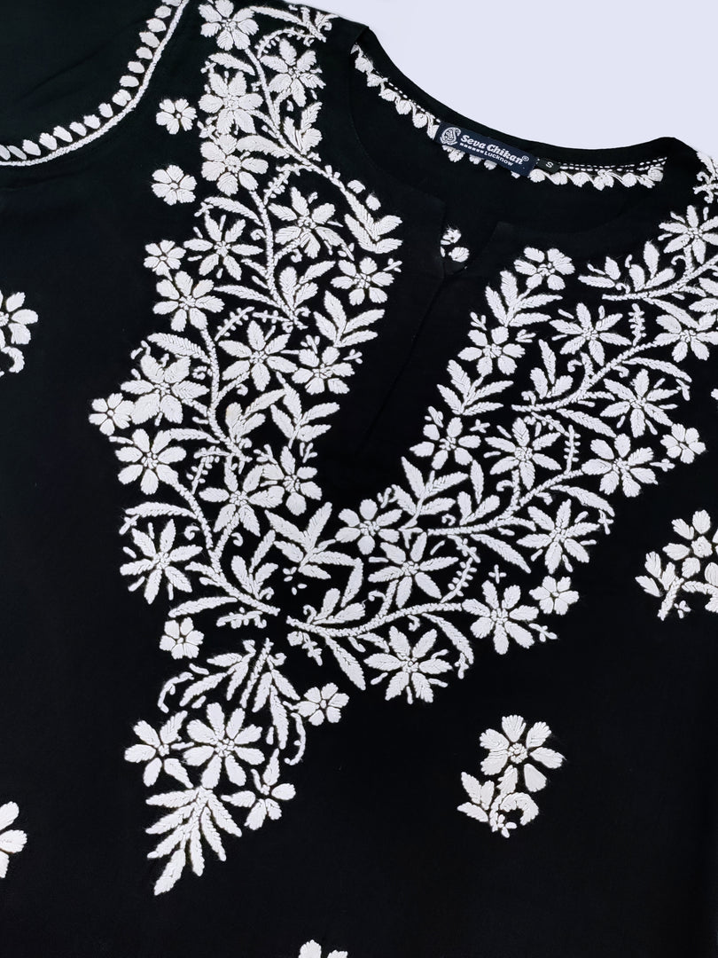 Seva Chikan Hand Embroidered Rayon Lucknowi Chikankari Kurta