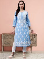 Load image into Gallery viewer, Seva Chikan Hand Embroidered Muslin Lucknowi Chikankari Kurta
