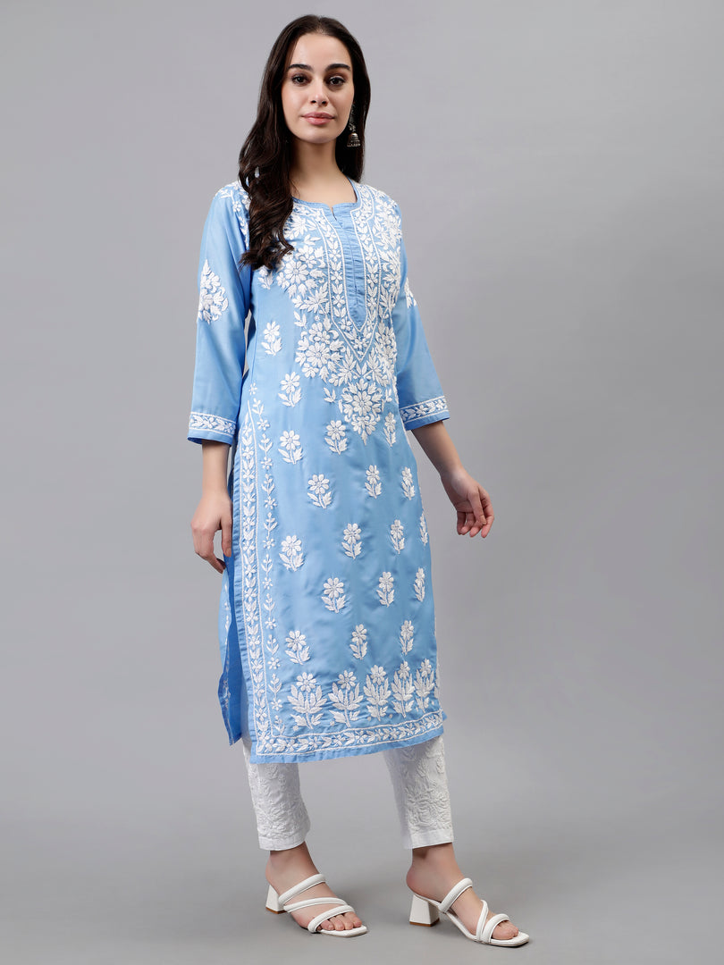 Seva Chikan Hand Embroidered Muslin Lucknowi Chikankari Kurta