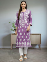 Load image into Gallery viewer, Seva Chikan Hand Embroidered Muslin Lucknowi Chikankari Kurta
