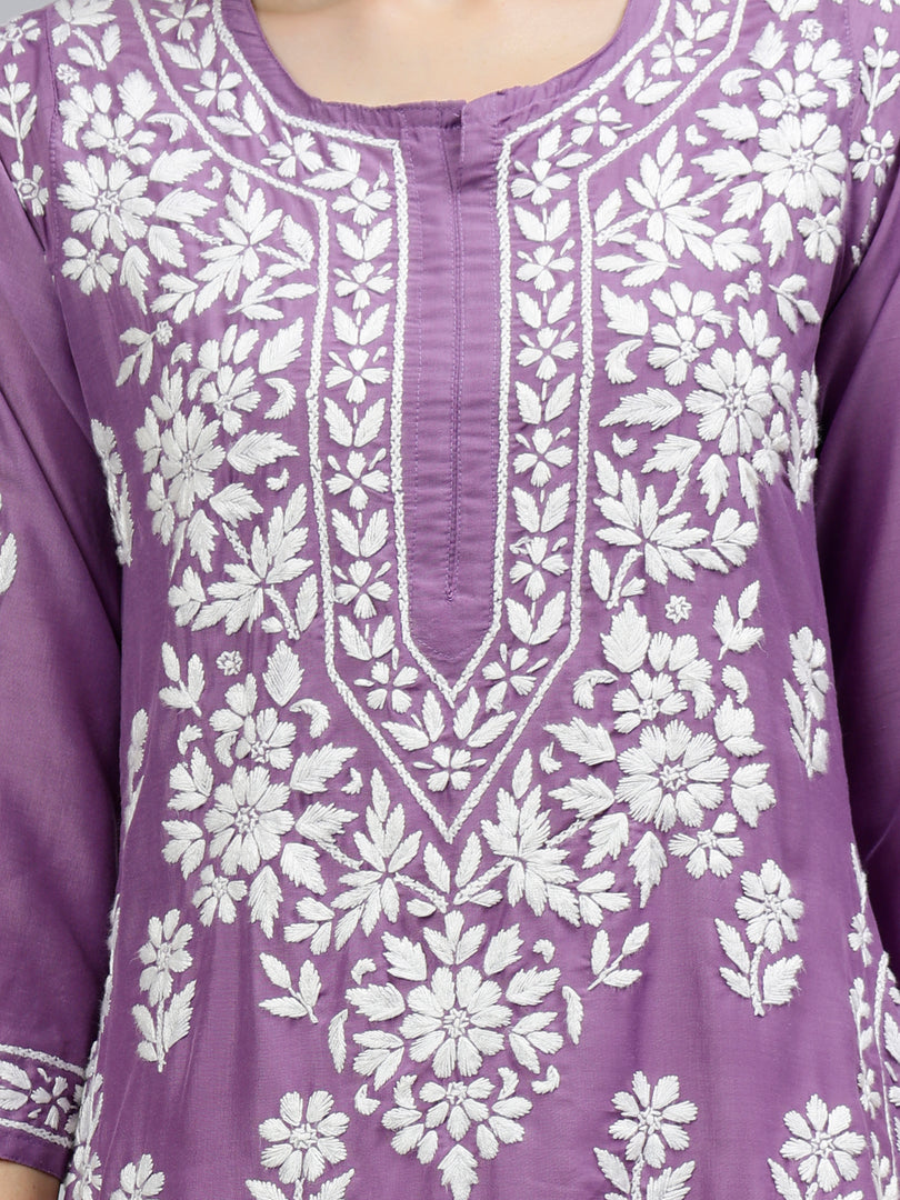 Seva Chikan Hand Embroidered Muslin Lucknowi Chikankari Kurta