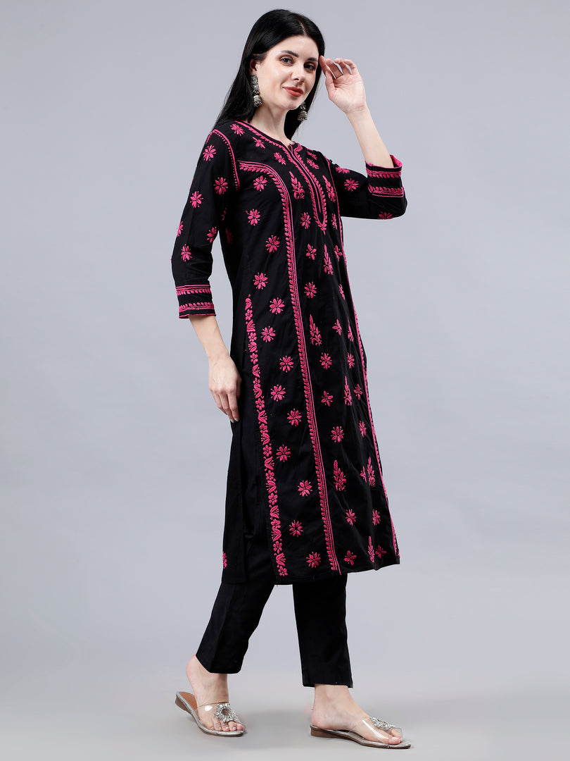 Seva Chikan Hand Embroidered Cotton Lucknowi Chikankari Kurta