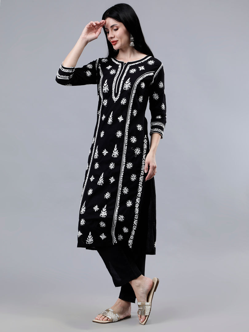 Seva Chikan Hand Embroidered Cotton Lucknowi Chikankari Kurta