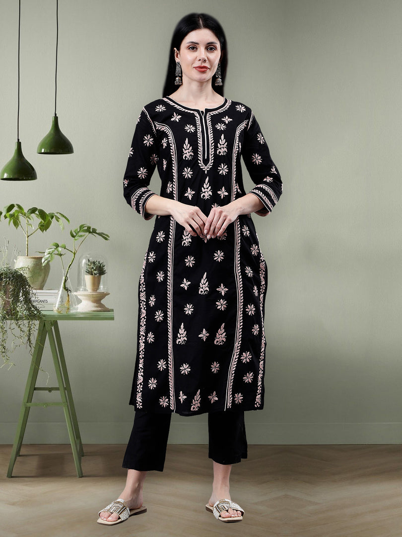 Seva Chikan Hand Embroidered Cotton Lucknowi Chikankari Kurta