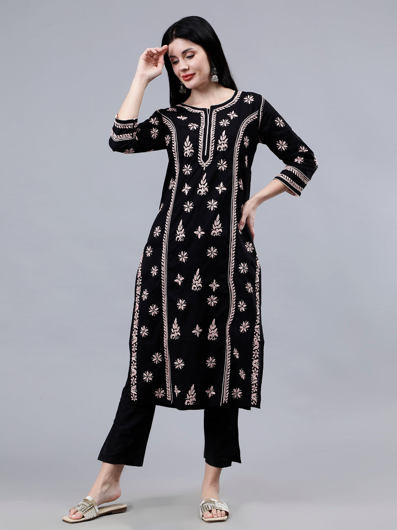 Seva Chikan Hand Embroidered Cotton Lucknowi Chikankari Kurta