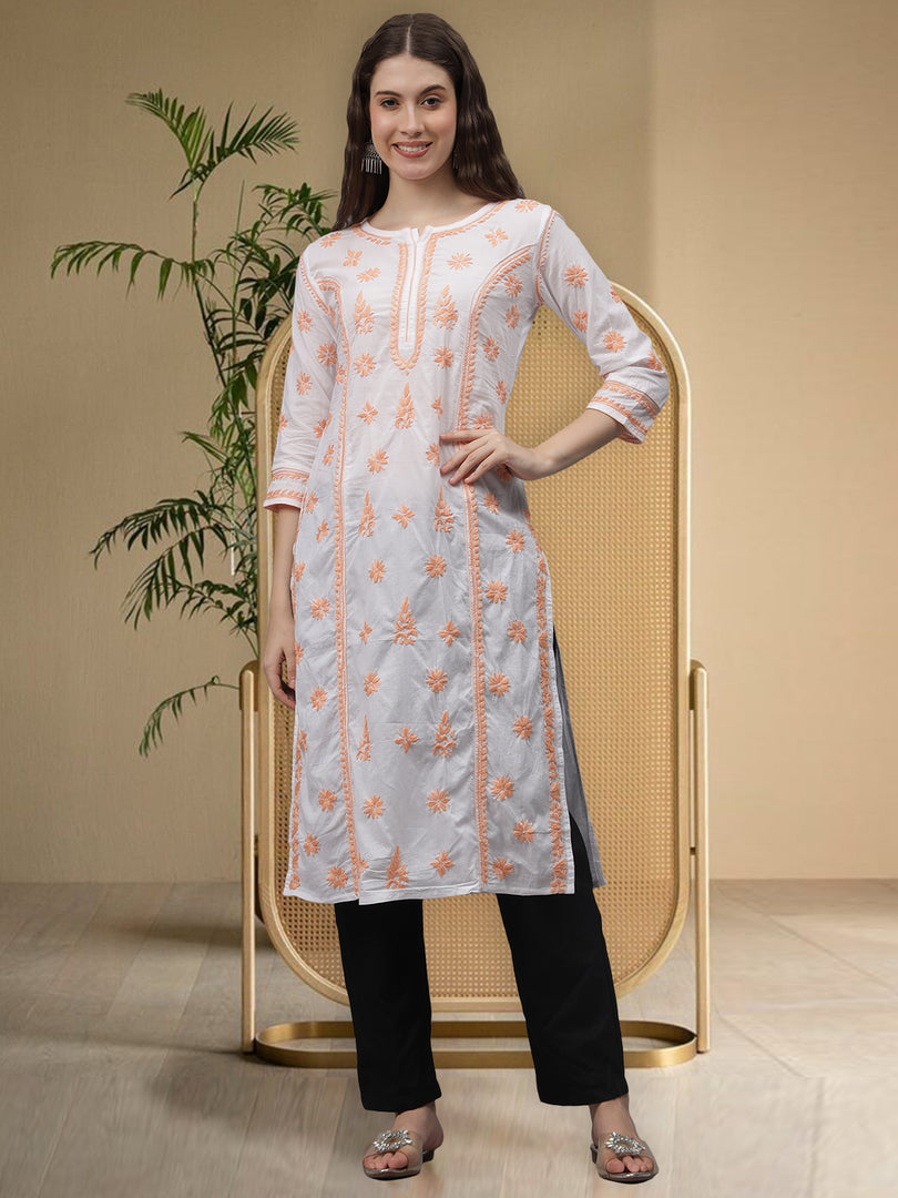 Seva Chikan Hand Embroidered Cotton Lucknowi Chikankari Kurta