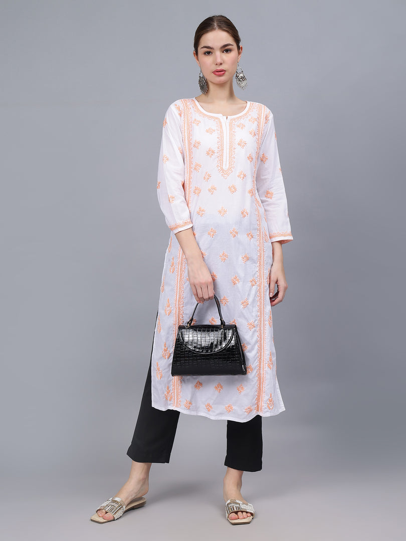 Seva Chikan Hand Embroidered Cotton Lucknowi Chikankari Kurta