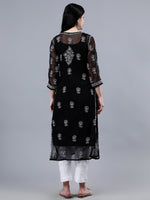 Load image into Gallery viewer, Seva Chikan Hand Embroidered Georgette Lucknowi Chikankari Kurta With Inner
