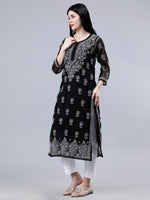 Load image into Gallery viewer, Seva Chikan Hand Embroidered Georgette Lucknowi Chikankari Kurta With Inner
